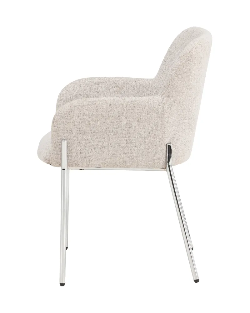 Vätö Esszimmerstuhl mit Armlehnen und Stoffbezug in Beige, Gestell Silber, Ansicht 7