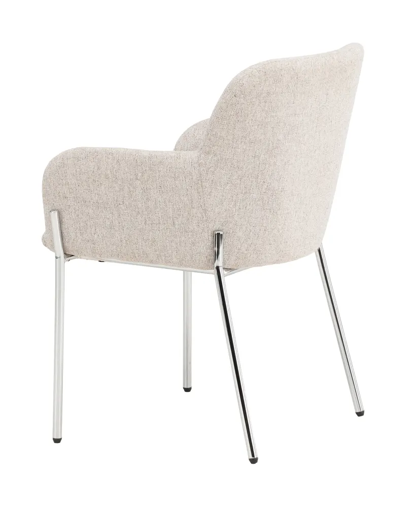 Vätö Esszimmerstuhl mit Armlehnen und Stoffbezug in Beige, Gestell Silber, Ansicht 8
