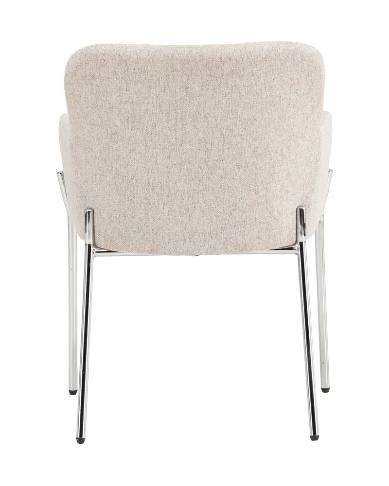 Vätö Esszimmerstuhl mit Armlehnen und Stoffbezug in Beige, Gestell Silber, Ansicht 9