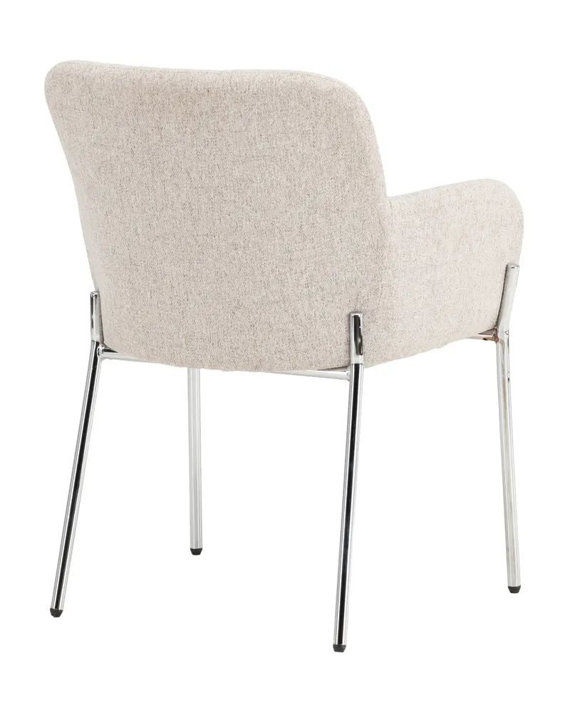 Vätö Esszimmerstuhl mit Armlehnen und Stoffbezug in Beige, Gestell Silber, Ansicht 10