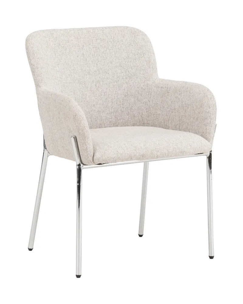 Vätö Esszimmerstuhl mit Armlehnen und Stoffbezug in Beige, Gestell Silber, Ansicht 12