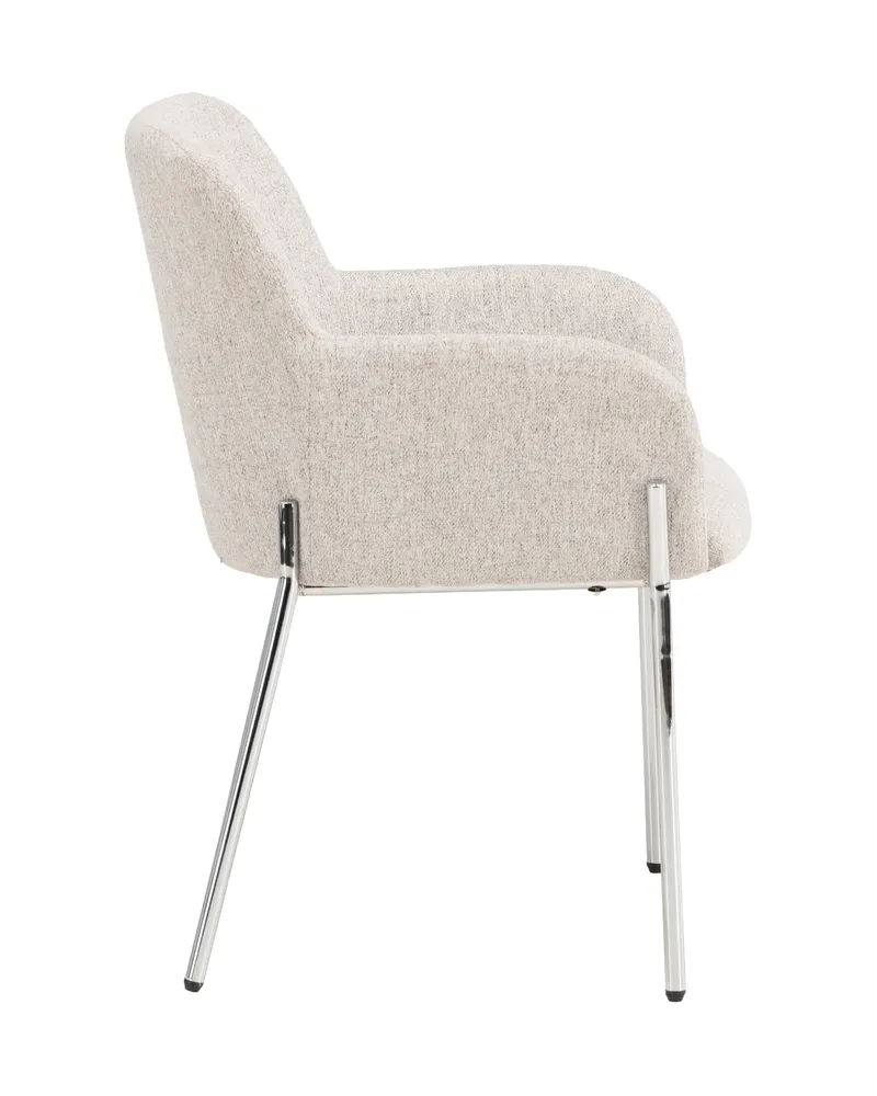 Vätö Esszimmerstuhl mit Armlehnen und Stoffbezug in Beige, Gestell Silber, Ansicht 4