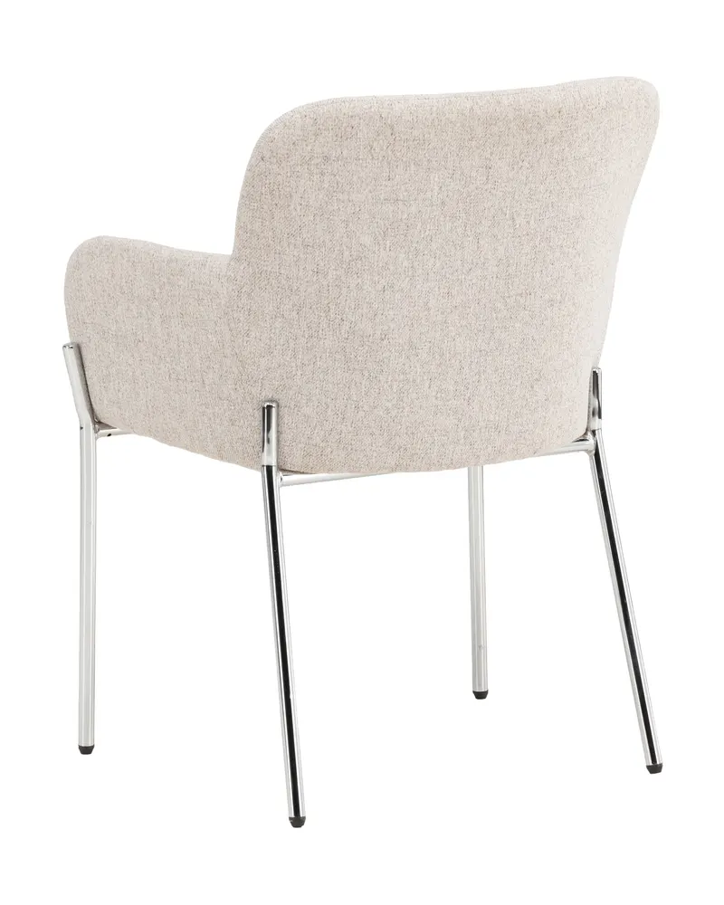 Vätö Esszimmerstuhl mit Armlehnen und Stoffbezug in Beige, Gestell Silber, Ansicht 5