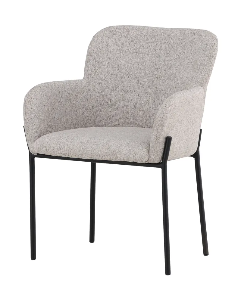 Vätö Esszimmerstuhl mit Armlehnen, Gestell Schwarz oder Silber, Beige, Gestell Schwarz