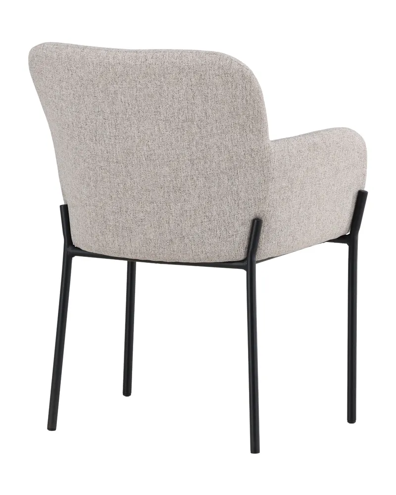 Vätö Esszimmerstuhl mit Armlehnen und Stoffbezug in Beige, Gestell Schwarz, Ansicht 6