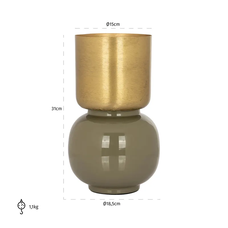 Vase Clover, Goldfarben, gebürstet von Richmond Interiors, Maßzeichnung 15