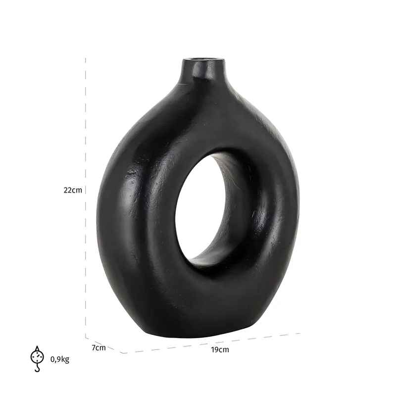 Vase Felice Schwarz, 22 cm von Richmond Interiors, Maßzeichnung 34