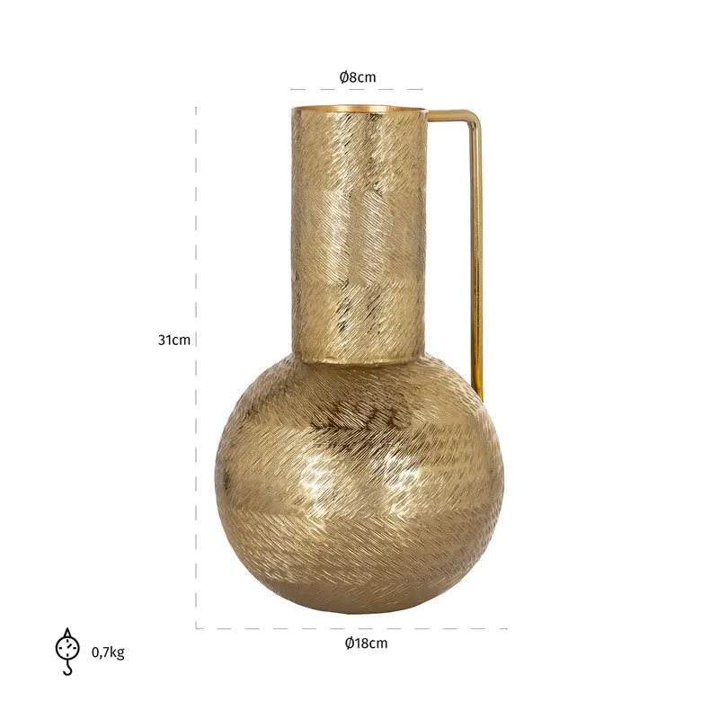 Vase Leia, Goldfarben, klein von Richmond Interiors, Maßzeichnung 16