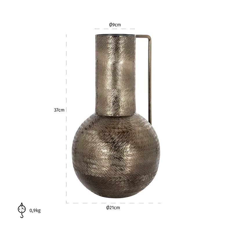 Vase Leia, Smoke, groß von Richmond Interiors, Maßzeichnung 19