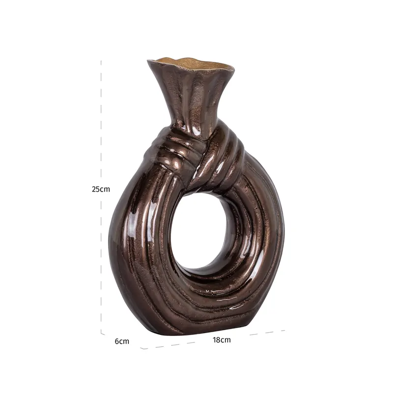 Vase Suen, Dunkelbraun, klein von Richmond Interiors, Maßzeichnung 9