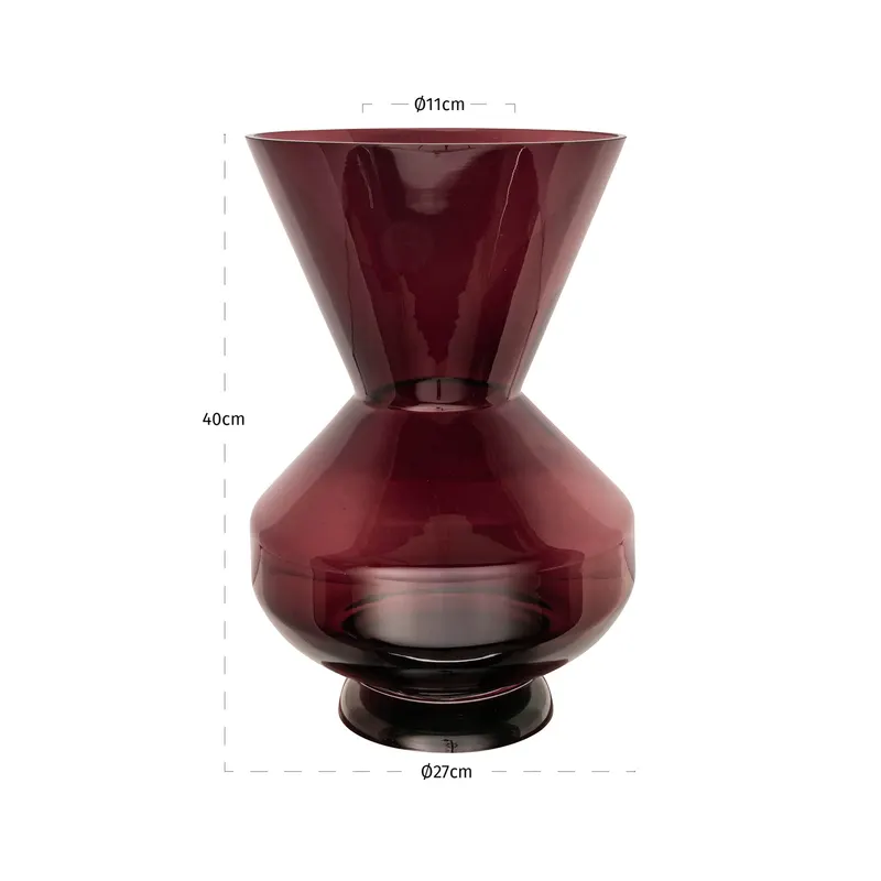 Vase Veya, Burgunderrot von Richmond Interiors, Maßzeichnung 4