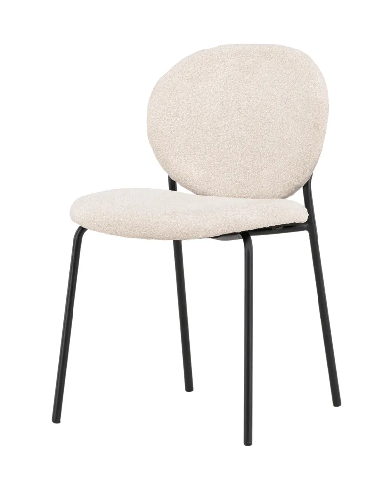 Vault Esszimmerstuhl mit Stahlbeinen in Beige, Gestell Schwarz, Polyester in Leinenoptik, Ansicht 7