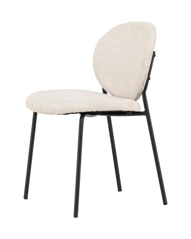 Vault Esszimmerstuhl mit Stahlbeinen in Beige, Gestell Schwarz, Polyester in Leinenoptik, Ansicht 9