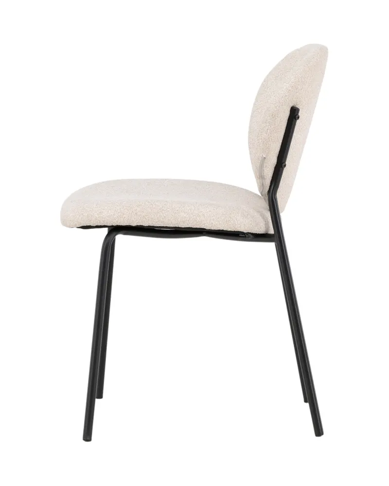 Vault Esszimmerstuhl mit Stahlbeinen in Beige, Gestell Schwarz, Polyester in Leinenoptik, Ansicht 10