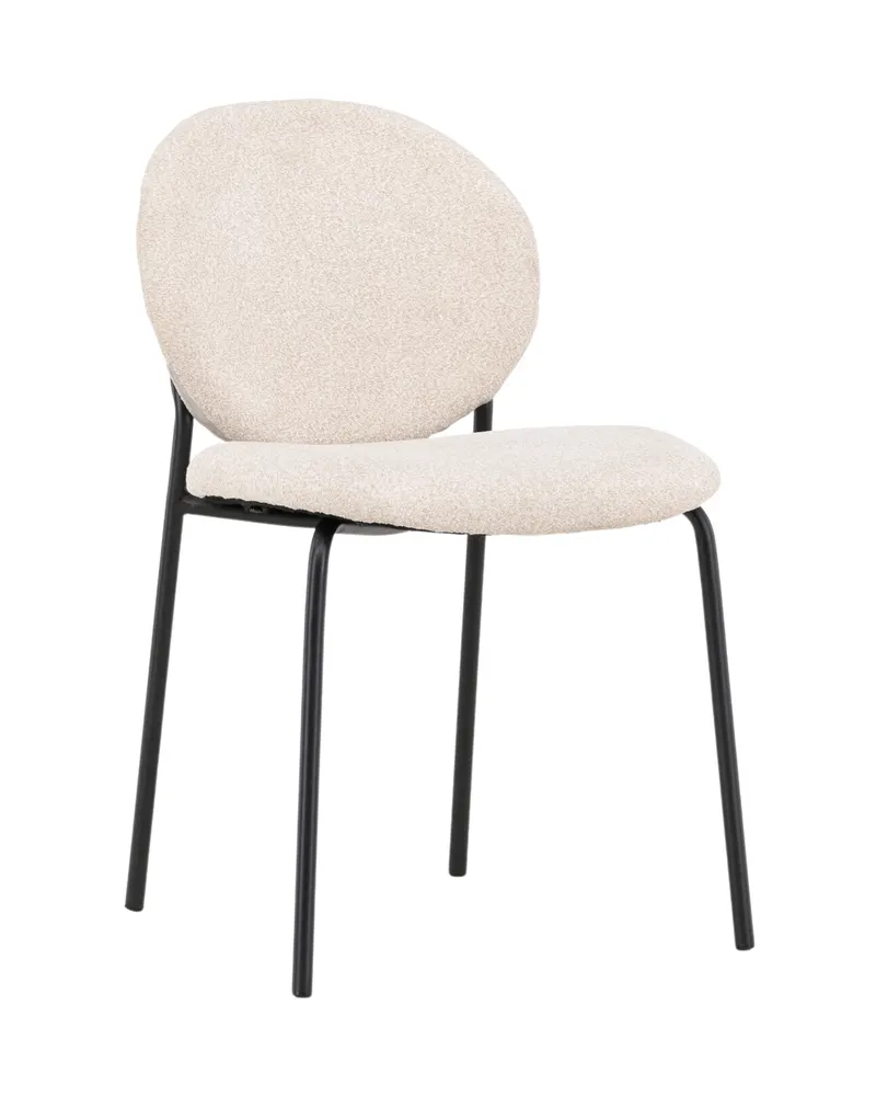 Vault Esszimmerstuhl mit Stahlbeinen in Beige, Gestell Schwarz, Polyester in Leinenoptik, Ansicht 2