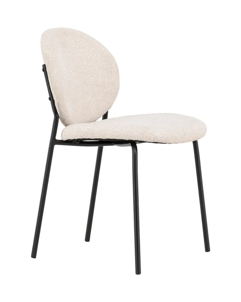 Vault Esszimmerstuhl mit Stahlbeinen in Beige, Gestell Schwarz, Polyester in Leinenoptik, Ansicht 3