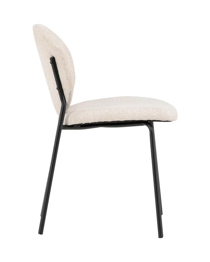 Vault Esszimmerstuhl mit Stahlbeinen in Beige, Gestell Schwarz, Polyester in Leinenoptik, Ansicht 4