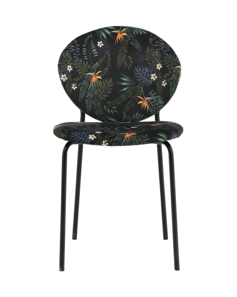 Vault Esszimmerstuhl mit Stahlbeinen in Schwarz mit Blumenmuster, Gestell Schwarz, Polyester, Ansicht 1