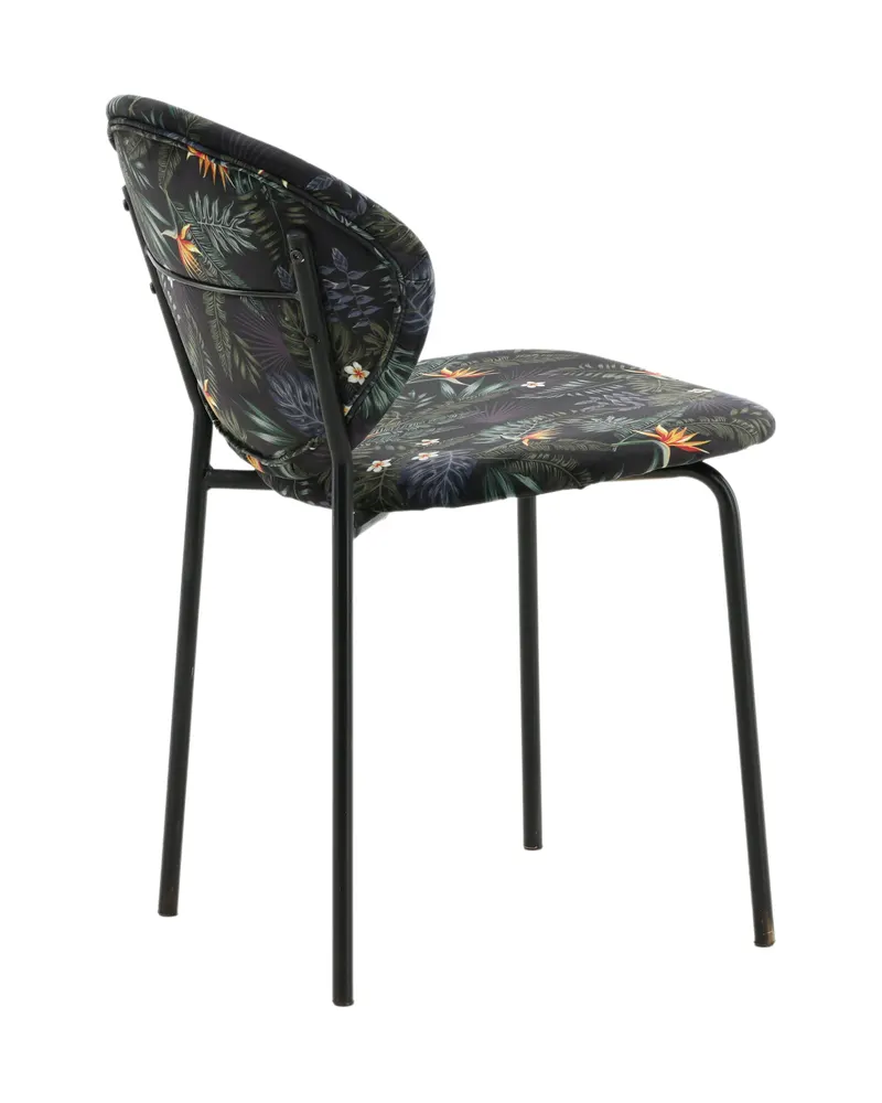 Vault Esszimmerstuhl mit Stahlbeinen in Schwarz mit Blumenmuster, Gestell Schwarz, Polyester, Ansicht 10