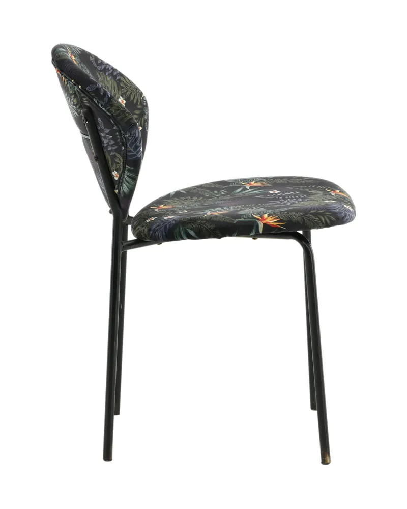 Vault Esszimmerstuhl mit Stahlbeinen in Schwarz mit Blumenmuster, Gestell Schwarz, Polyester, Ansicht 11