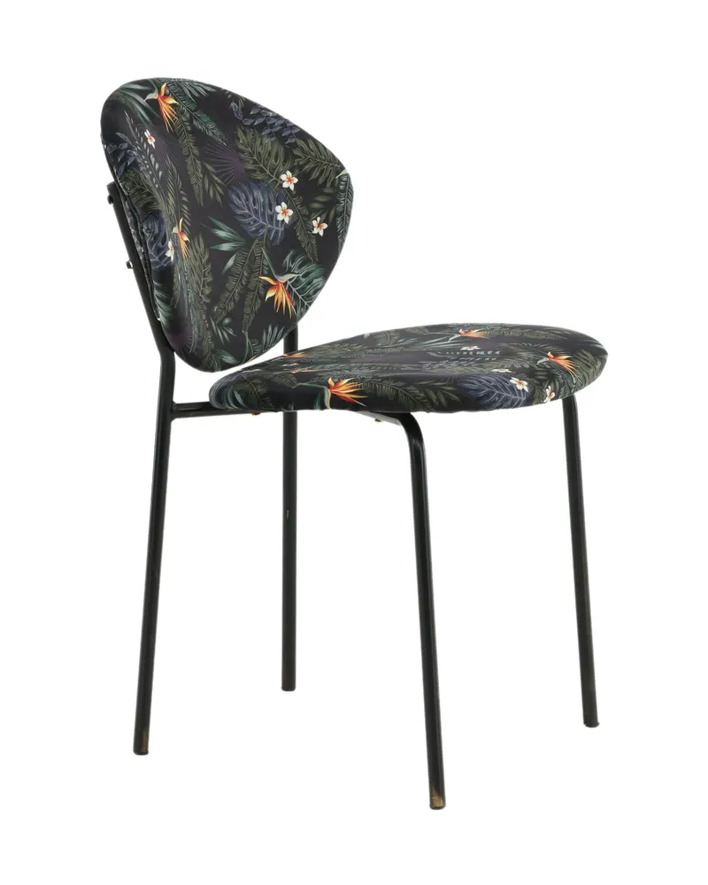 Vault Esszimmerstuhl mit Stahlbeinen in Schwarz mit Blumenmuster, Gestell Schwarz, Polyester, Ansicht 12