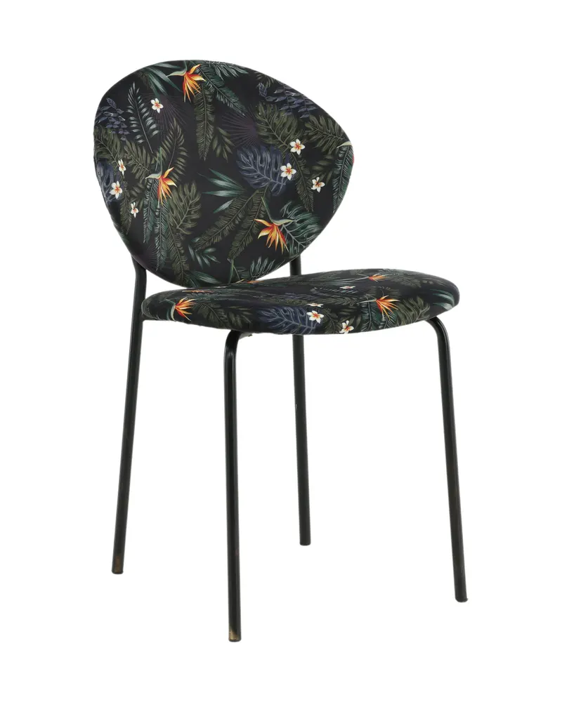 Vault Esszimmerstuhl mit Stahlbeinen in Schwarz mit Blumenmuster, Gestell Schwarz, Polyester, Ansicht 13