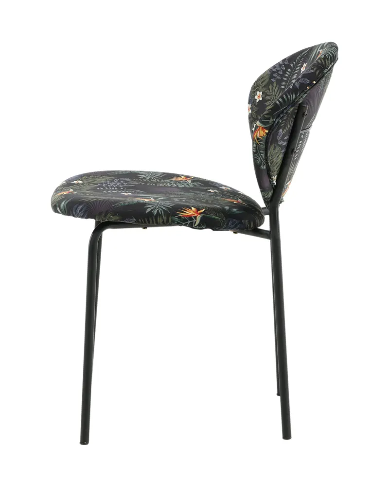 Vault Esszimmerstuhl mit Stahlbeinen in Schwarz mit Blumenmuster, Gestell Schwarz, Polyester, Ansicht 5