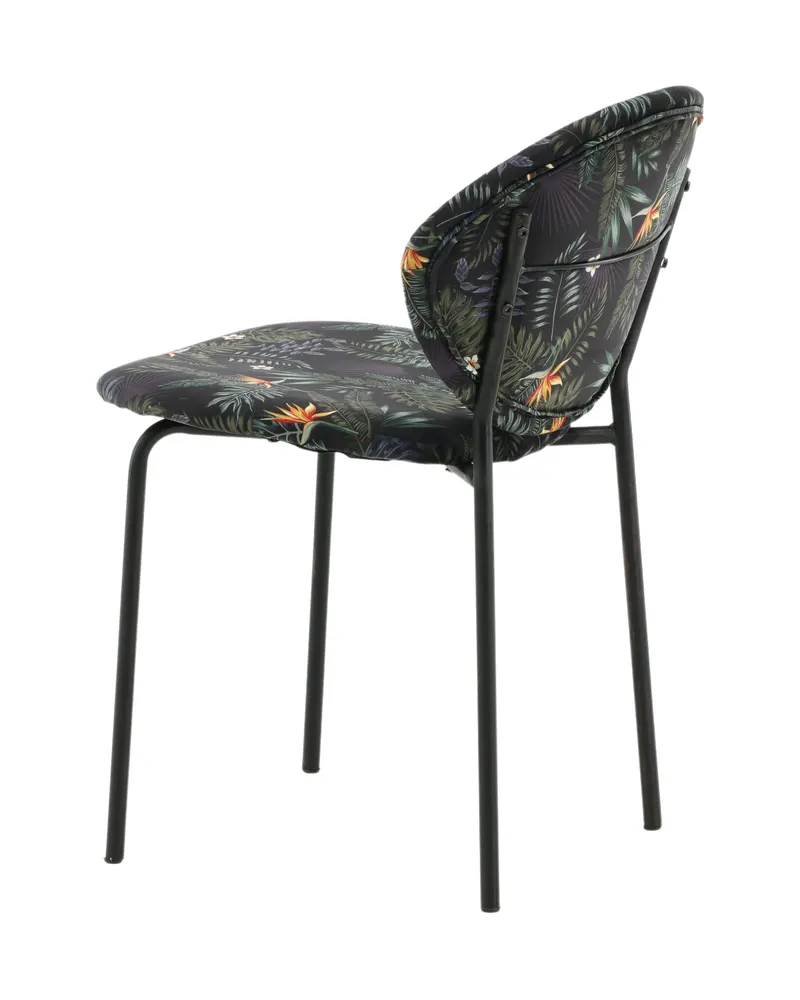 Vault Esszimmerstuhl mit Stahlbeinen in Schwarz mit Blumenmuster, Gestell Schwarz, Polyester, Ansicht 6
