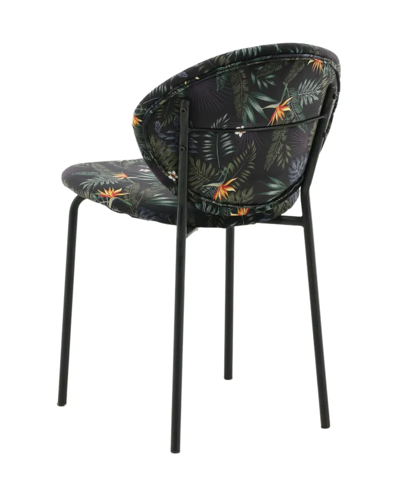 Vault Esszimmerstuhl mit Stahlbeinen in Schwarz mit Blumenmuster, Gestell Schwarz, Polyester, Ansicht 7