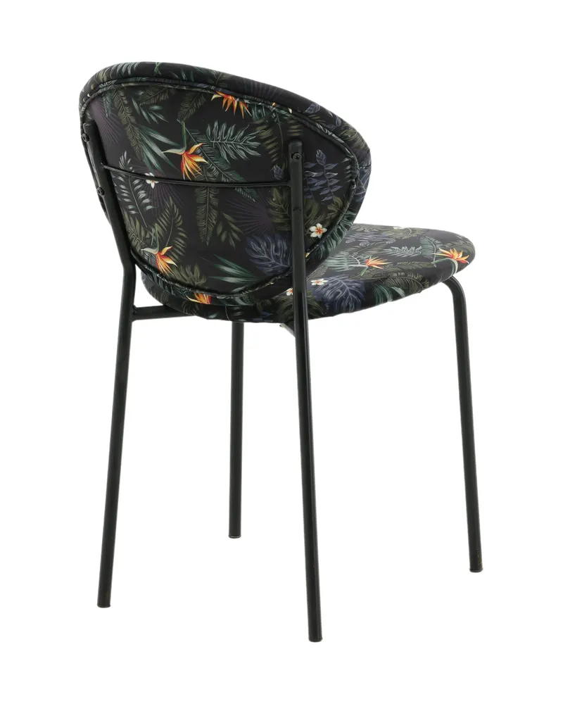Vault Esszimmerstuhl mit Stahlbeinen in Schwarz mit Blumenmuster, Gestell Schwarz, Polyester, Ansicht 9