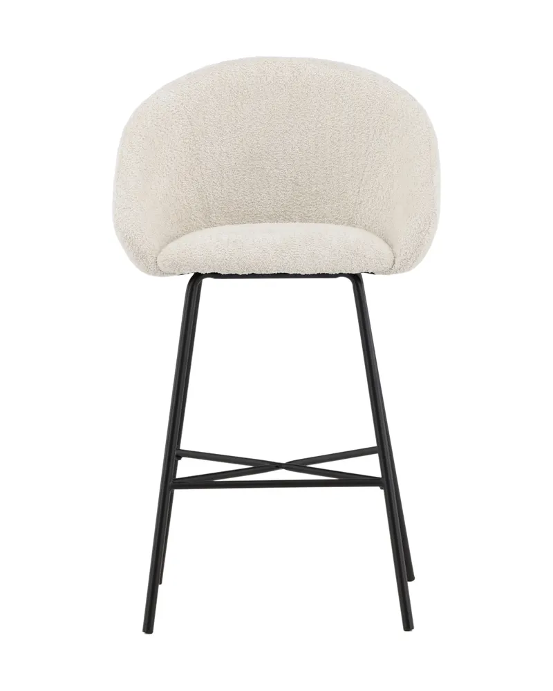 Velvet Barhocker im 2er-Set, Teddystoff in Bouclé-Optik