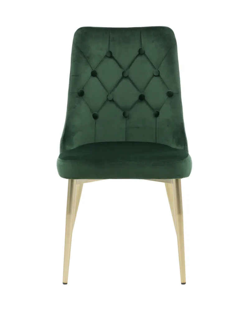 Velvet Deluxe Esszimmerstühle im 2er-Set in Grün, Gestell Gold, Polyester-Samt, Ansicht 1