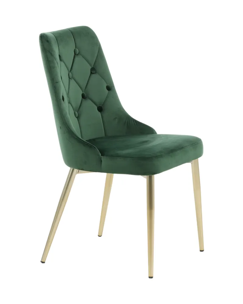 Velvet Deluxe Esszimmerstühle im 2er-Set in Grün, Gestell Gold, Polyester-Samt, Ansicht 3
