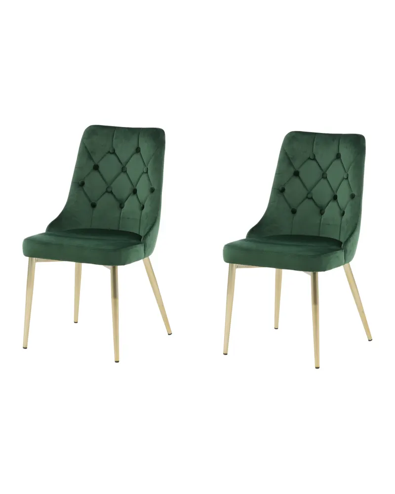 Velvet Deluxe Esszimmerstühle im 2er-Set in Grün, Gestell Gold, Polyester-Samt, Ansicht 6