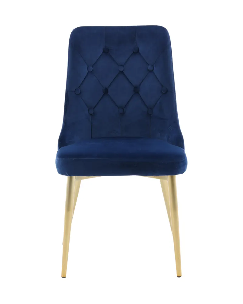 Velvet Deluxe Esszimmerstühle im 2er-Set in Blau, Gestell Gold, Polyester-Samt, Ansicht 1