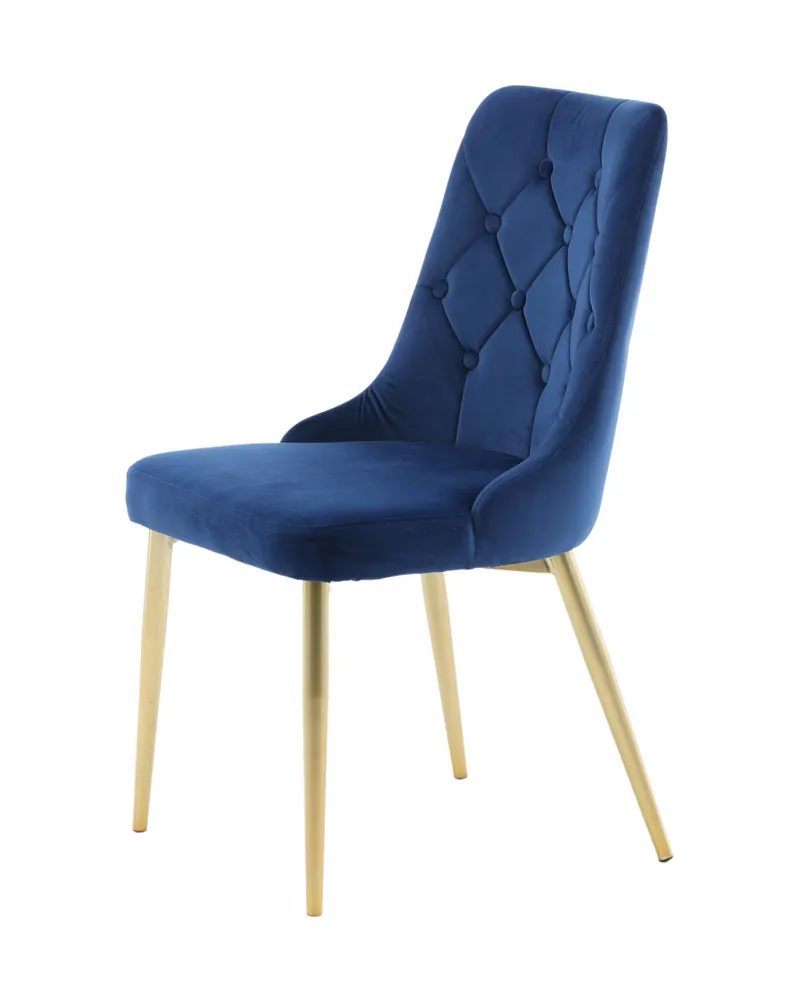 Velvet Deluxe Esszimmerstühle im 2er-Set in Blau, Gestell Gold, Polyester-Samt, Ansicht 9