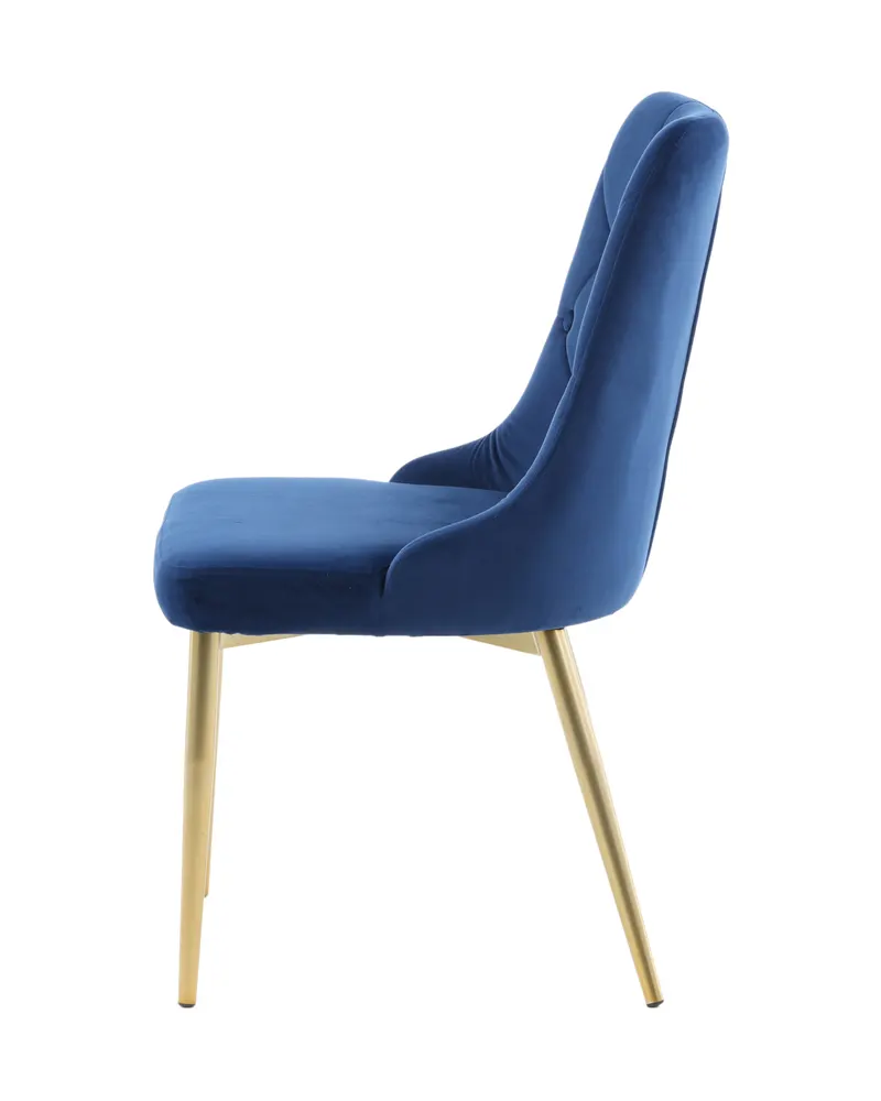 Velvet Deluxe Esszimmerstühle im 2er-Set in Blau, Gestell Gold, Polyester-Samt, Ansicht 10