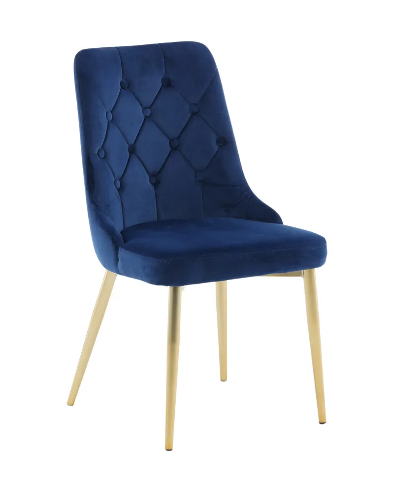 Velvet Deluxe Esszimmerstühle im 2er-Set in Blau, Gestell Gold, Polyester-Samt, Ansicht 2