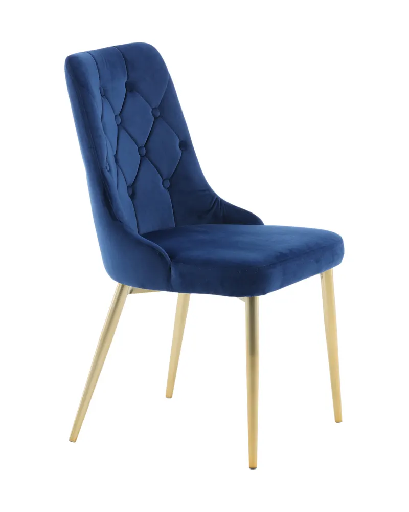 Velvet Deluxe Esszimmerstühle im 2er-Set in Blau, Gestell Gold, Polyester-Samt, Ansicht 3