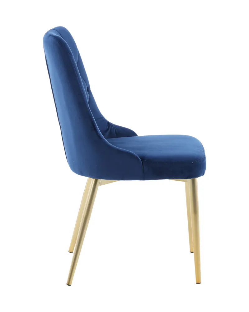 Velvet Deluxe Esszimmerstühle im 2er-Set in Blau, Gestell Gold, Polyester-Samt, Ansicht 4