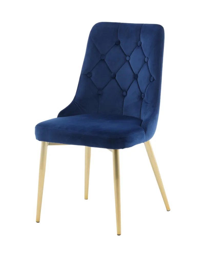 Velvet Deluxe Esszimmerstühle im 2er-Set in Blau, Gestell Gold, Polyester-Samt, Ansicht 5