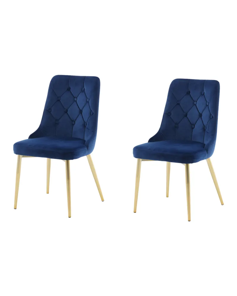 Velvet Deluxe Esszimmerstühle im 2er-Set in Blau, Gestell Gold, Polyester-Samt, Ansicht 6
