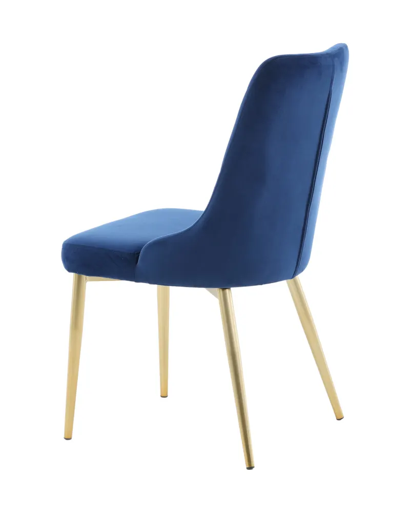 Velvet Deluxe Esszimmerstühle im 2er-Set in Blau, Gestell Gold, Polyester-Samt, Ansicht 7