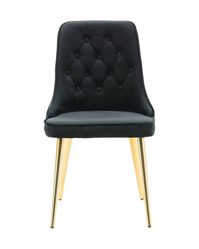 Velvet Deluxe Esszimmerstühle im 2er-Set in Schwarz, Gestell Gold, Polyester-Samt, Ansicht 1