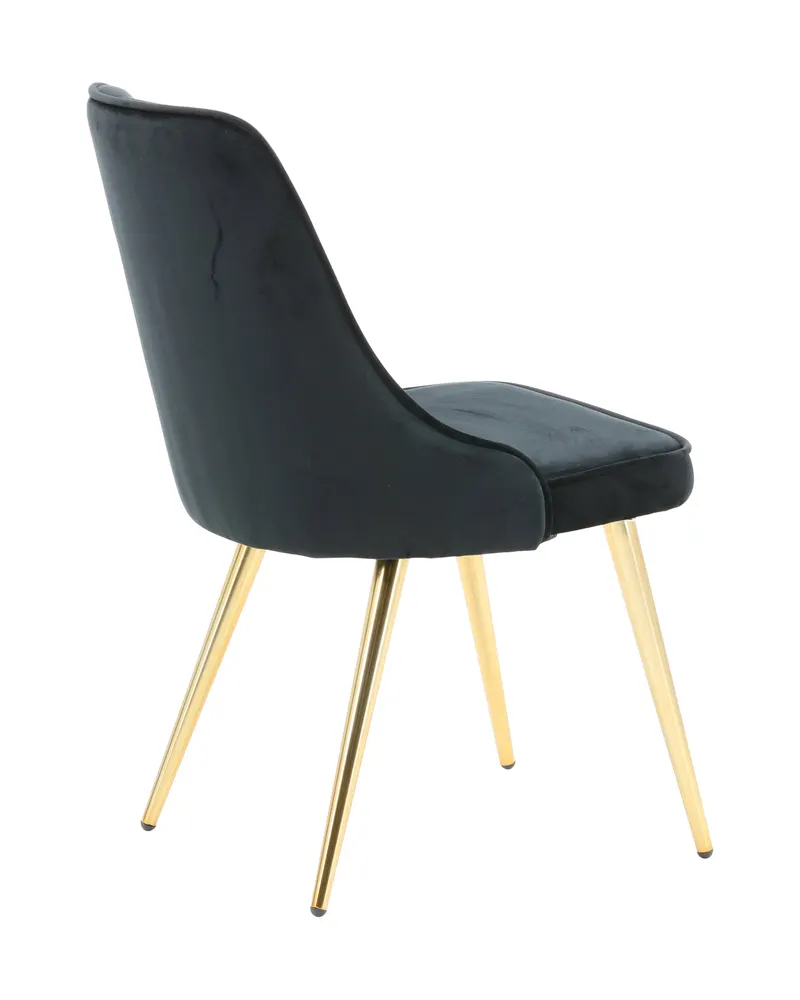 Velvet Deluxe Esszimmerstühle im 2er-Set in Schwarz, Gestell Gold, Polyester-Samt, Ansicht 10