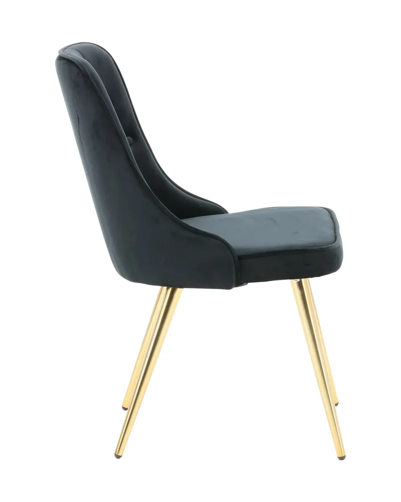 Velvet Deluxe Esszimmerstühle im 2er-Set in Schwarz, Gestell Gold, Polyester-Samt, Ansicht 11