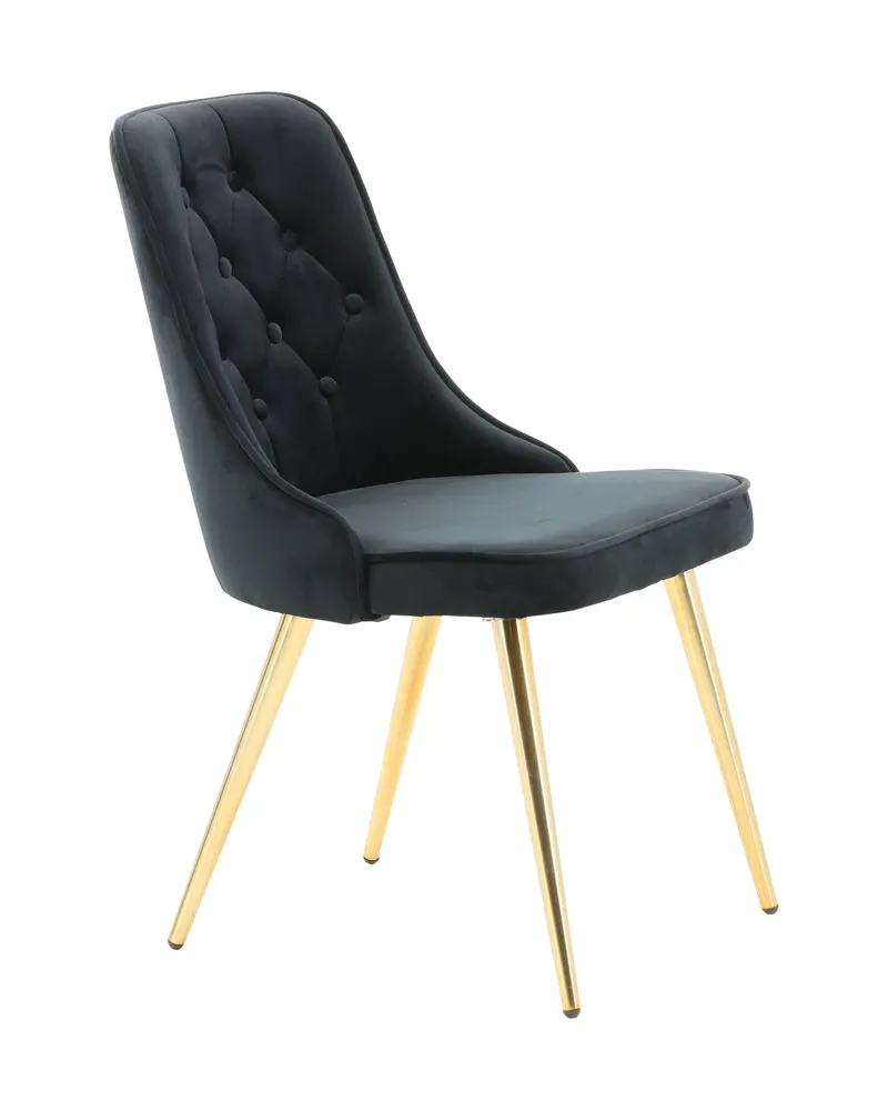 Velvet Deluxe Esszimmerstühle im 2er-Set in Schwarz, Gestell Gold, Polyester-Samt, Ansicht 12