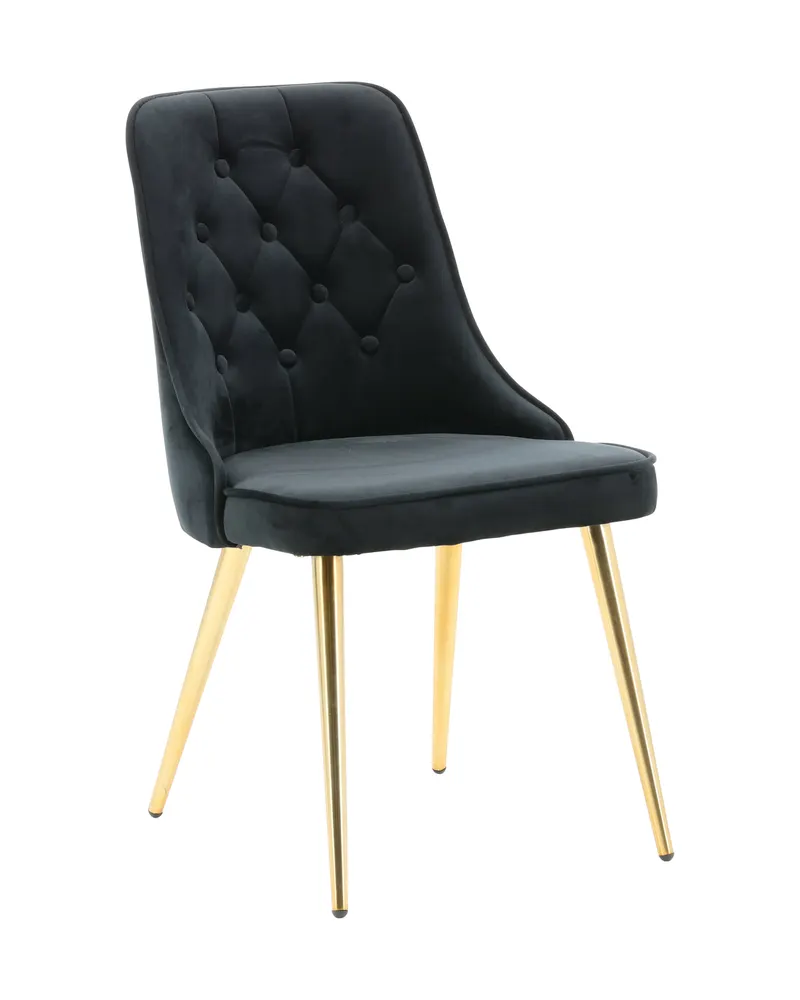 Velvet Deluxe Esszimmerstühle im 2er-Set in Schwarz, Gestell Gold, Polyester-Samt, Ansicht 13