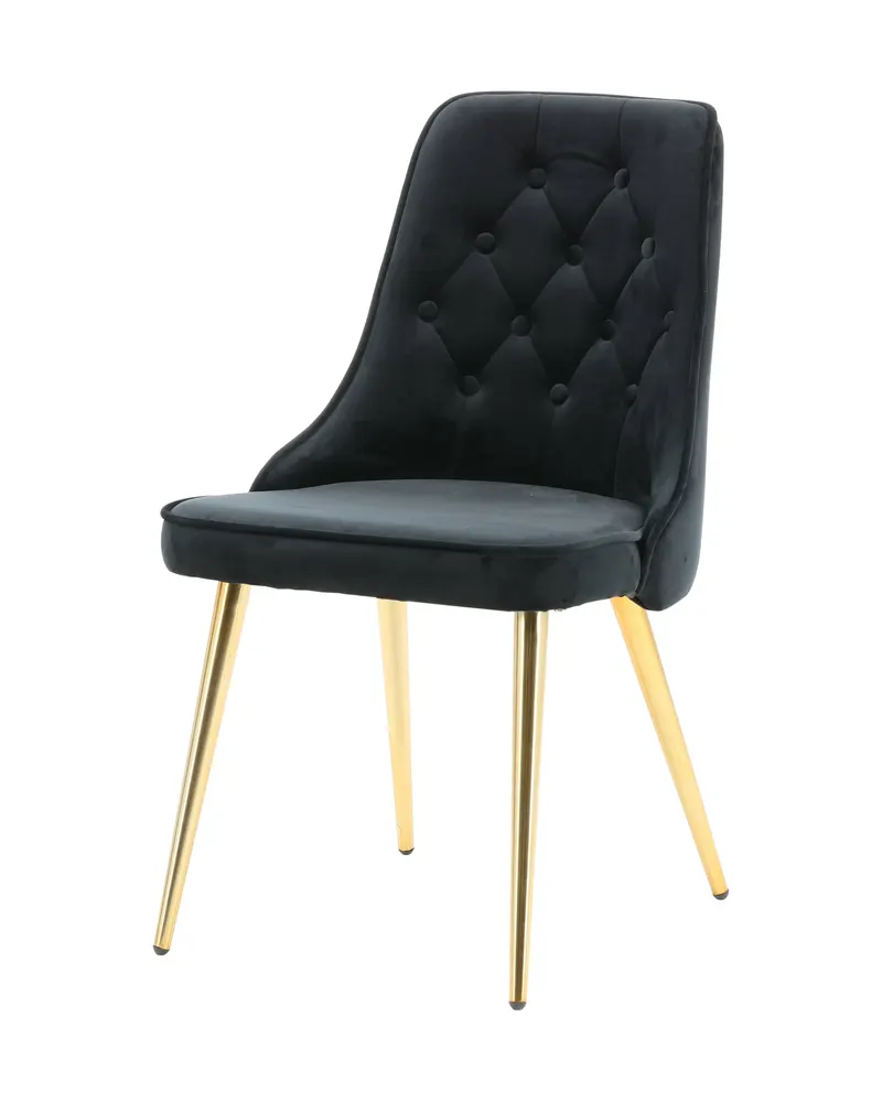 Velvet Deluxe Esszimmerstühle im 2er-Set in Schwarz, Gestell Gold, Polyester-Samt, Ansicht 2