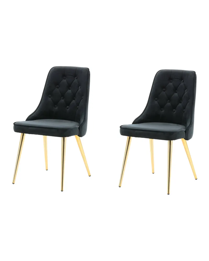 Velvet Deluxe Esszimmerstühle im 2er-Set in Schwarz, Gestell Gold, Polyester-Samt, Ansicht 3